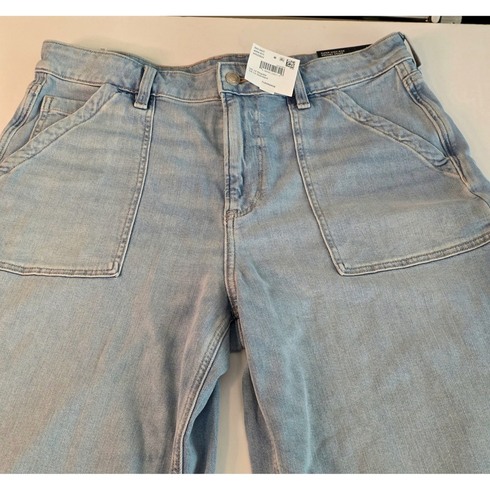 American Eagle Dreamy Drape Baggy Wide Leg Carpenter Jeans Light Wash 14 Regular - Picture 10 of 16